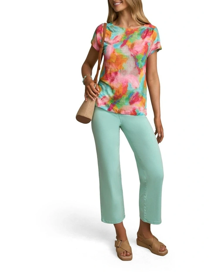 Printed Linen TinShirt in Abstract Print image 7