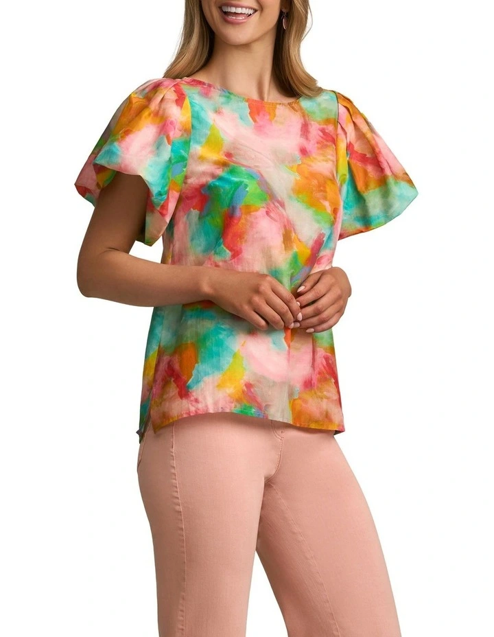 Puff Sleeve Blouse in Abstract Print image 3