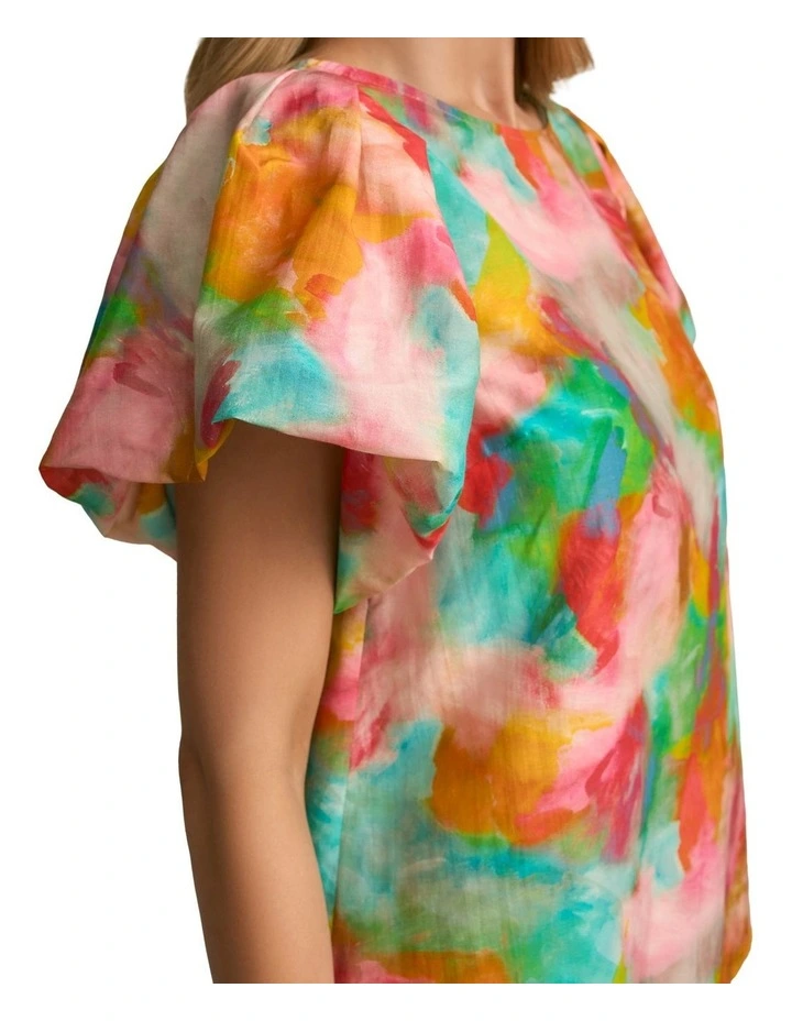 Puff Sleeve Blouse in Abstract Print image 4