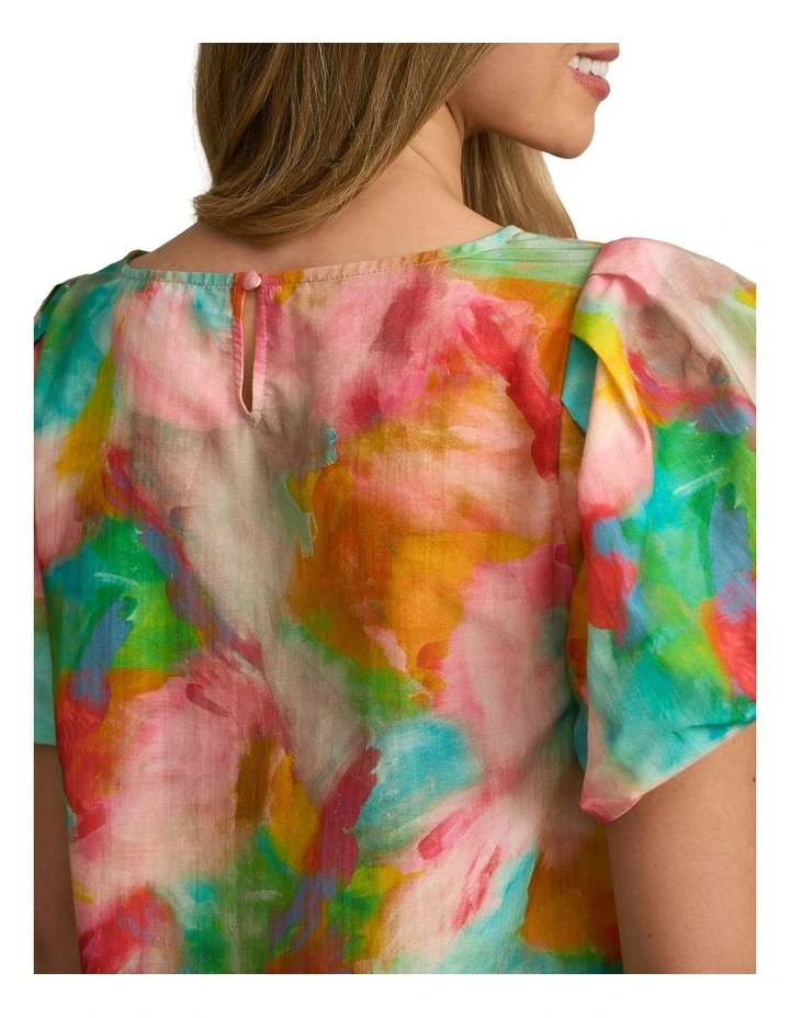 Puff Sleeve Blouse in Abstract Print image 5