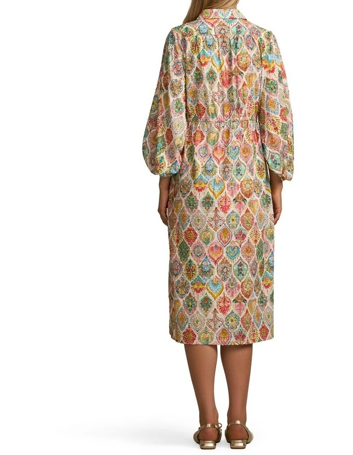Cotton Shirt Dress in Pink Nouveau Print image 2