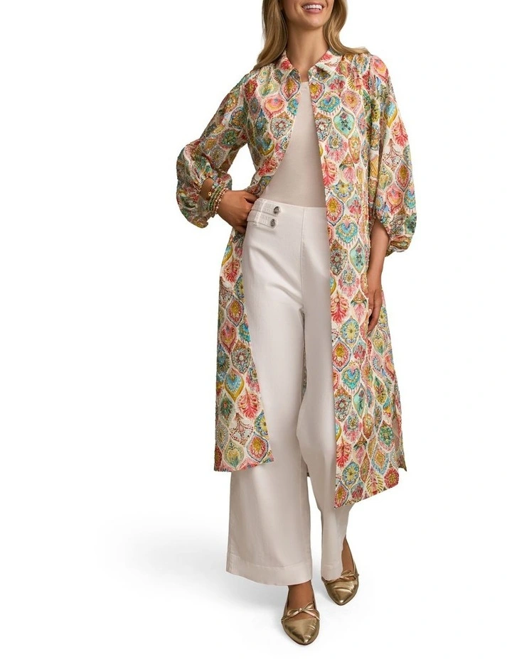 Cotton Shirt Dress in Pink Nouveau Print image 6