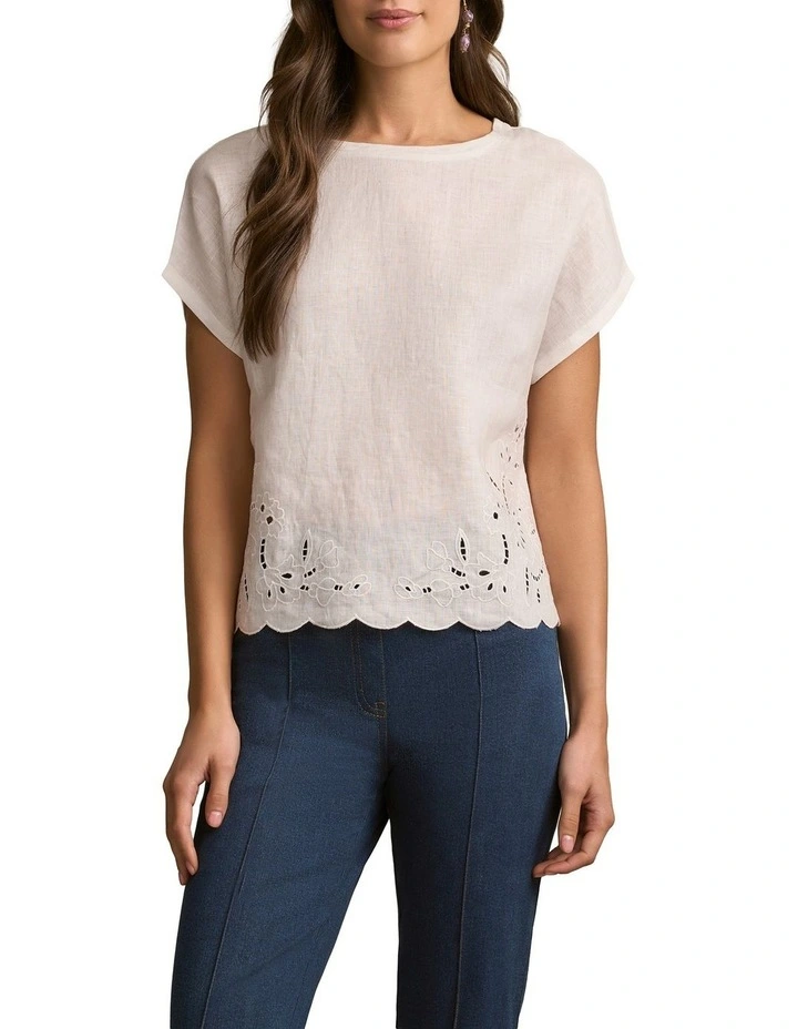 Embroidered T-Shirt in White image 1