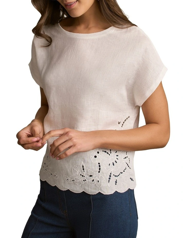 Embroidered T-Shirt in White image 3