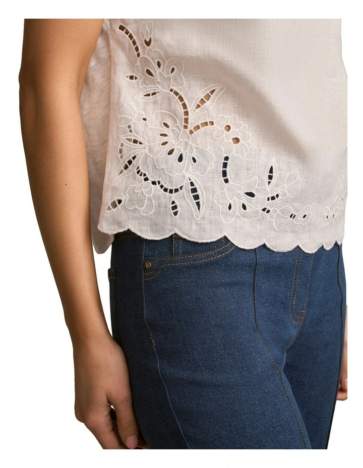 Embroidered T-Shirt in White image 4
