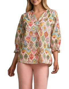 Cotton Dobby Blouse in Pink Nouveau
