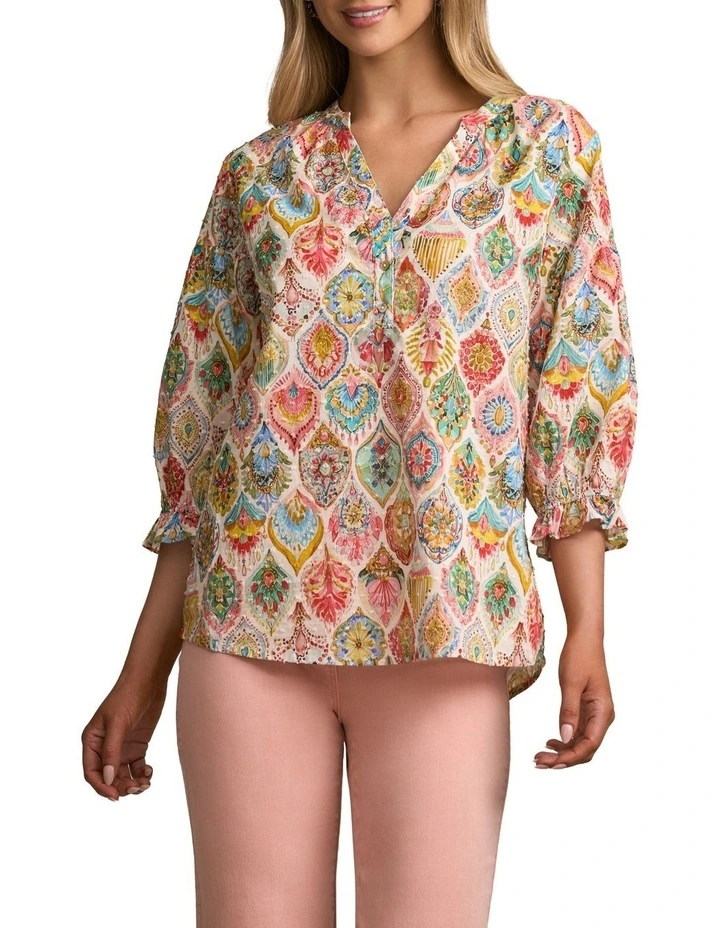 Cotton Dobby Blouse in Pink Nouveau image 1