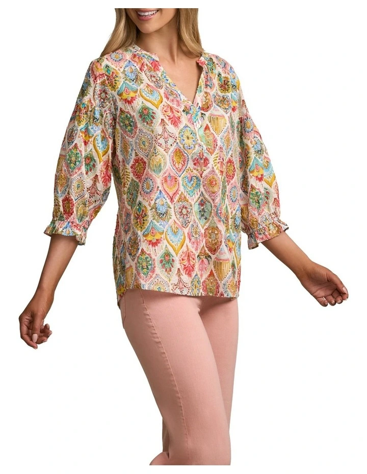 Cotton Dobby Blouse in Pink Nouveau image 3