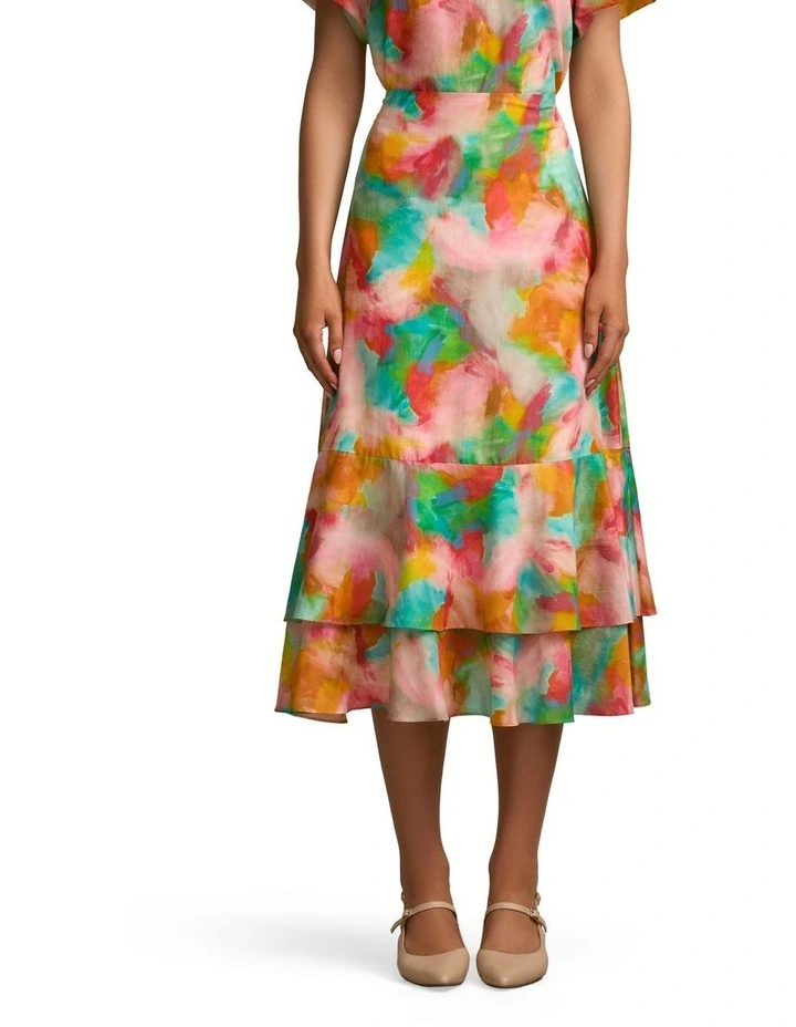 Tiered Skirt in Abstract Print image 1