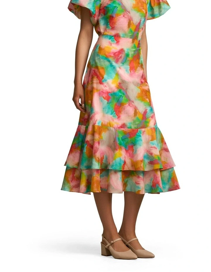 Tiered Skirt in Abstract Print image 3