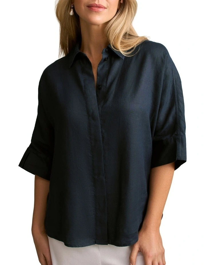 Relaxed Lightweight Shirt in Ink image 4