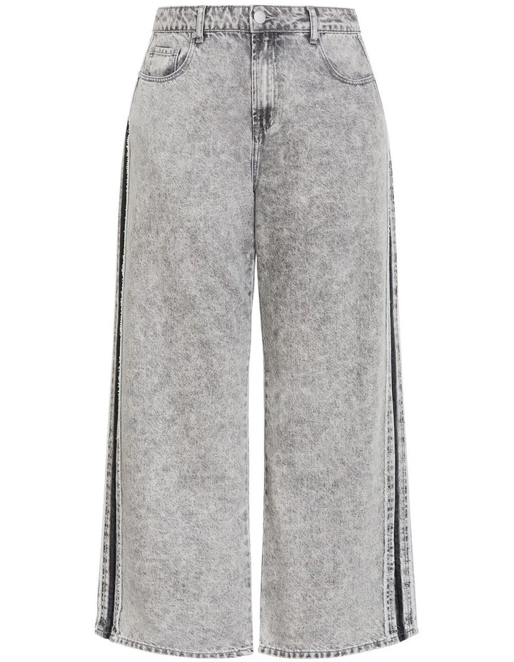 Harley Fit Leila Side Stripe Wide Leg Jean in Light Grey Wash image 3