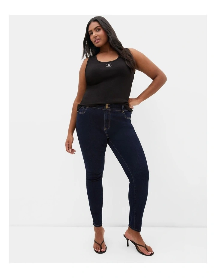 Asha Fit Ultra Skinny Leg Short Jean in Dark Wash image 1