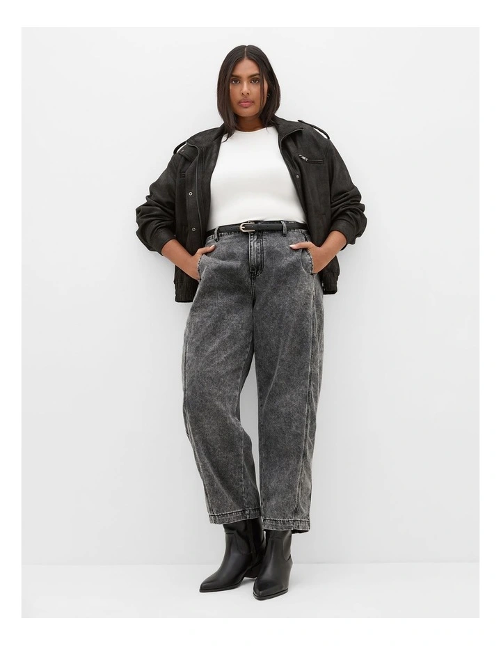 Harley Fit Tess Barrel Leg Ankle Grazer Jean in Grey Acid Wash image 1