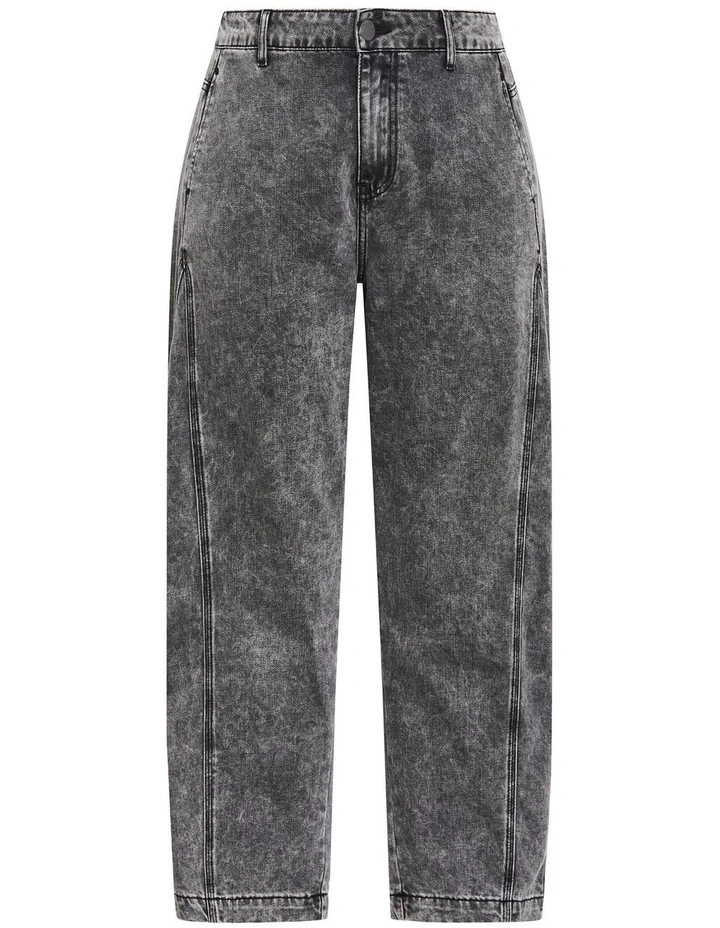 Harley Fit Tess Barrel Leg Ankle Grazer Jean in Grey Acid Wash image 3