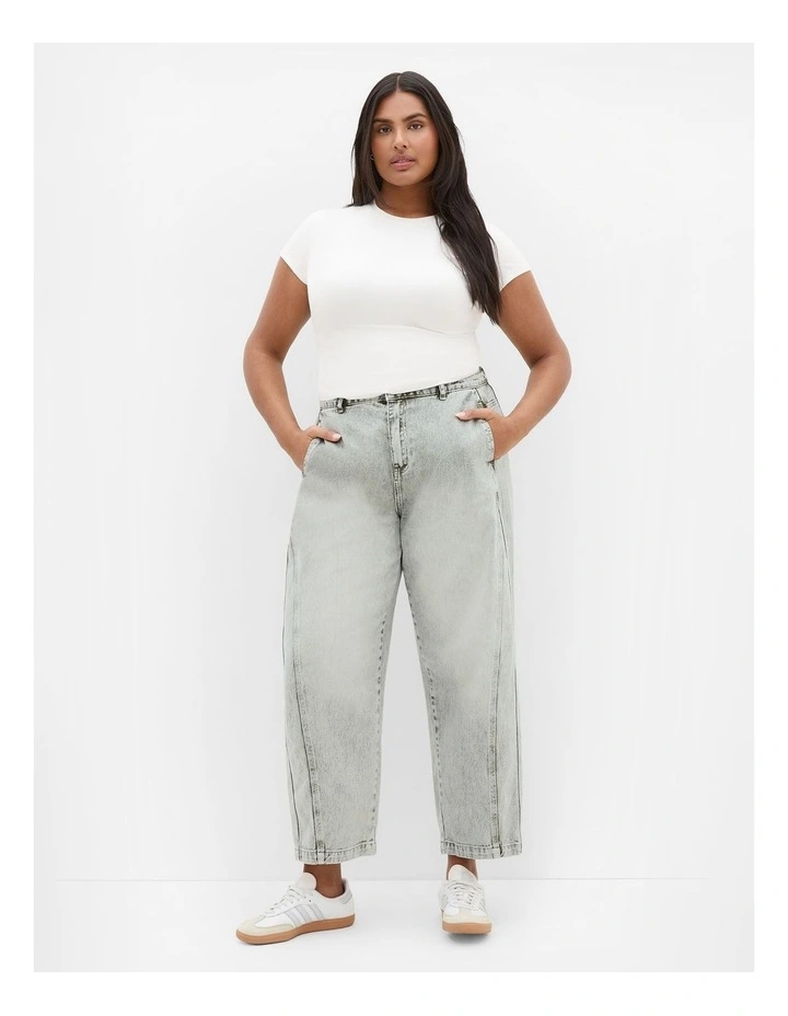 Harley Fit Tess Barrel Leg Ankle Grazer Jean in Sage Acid Wash image 1