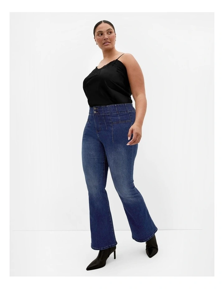 Asha Fit Pin Woodstock Flare Leg Jean in Mid Wash image 1