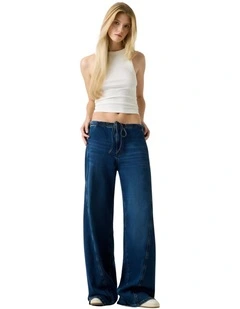 Guess Jeans Low-rise Jogger Twisted Extra Wide Jeans in Vein Dark Used
