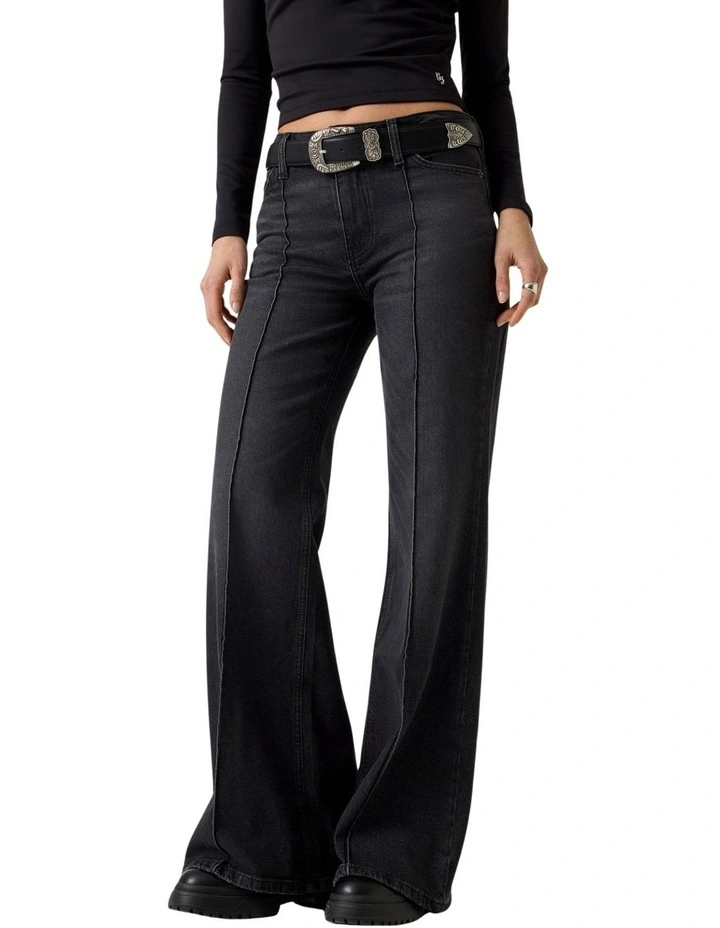 High Rise Flare Jeans in Grey Wash image 3
