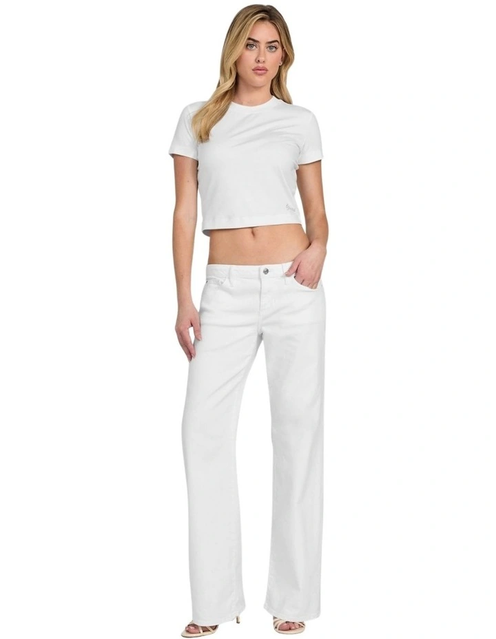 Low Rise Slouchy Jeans in White image 1