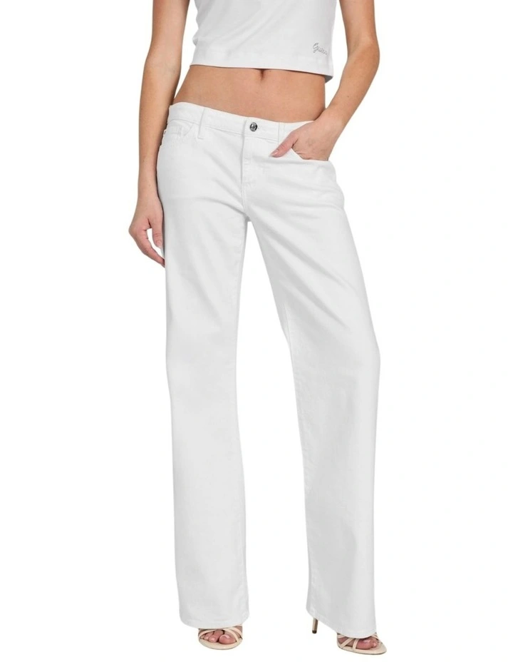 Low Rise Slouchy Jeans in White image 2