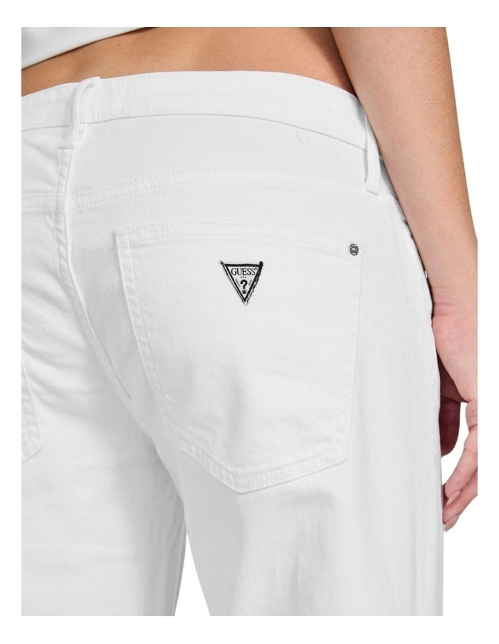 Low Rise Slouchy Jeans in White image 5