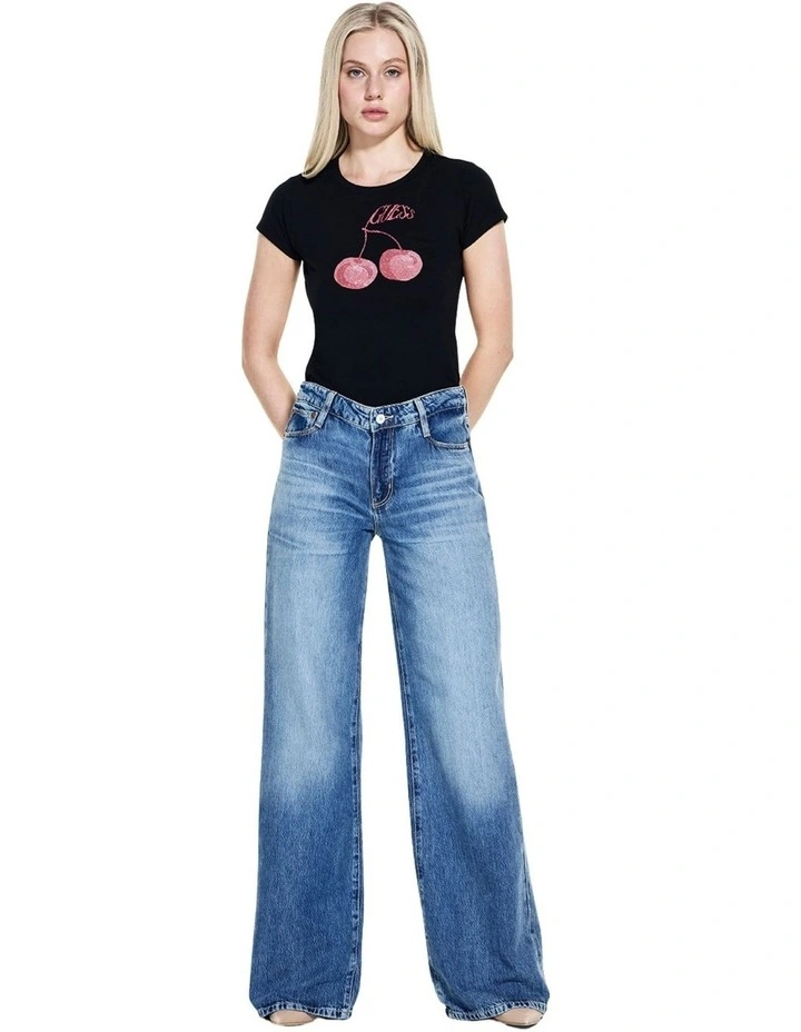 Mid-Rise Sexy Palazzo Jeans in Blue image 1