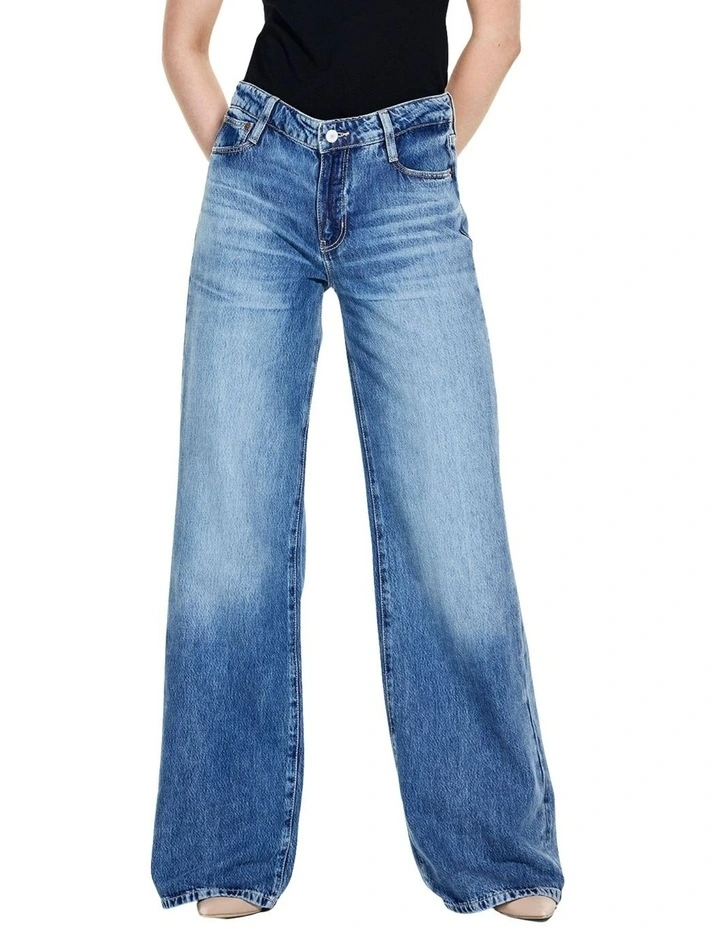 Mid-Rise Sexy Palazzo Jeans in Blue image 2
