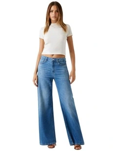 Mid-Rise Bellflower Wide Leg Jeans in Blue