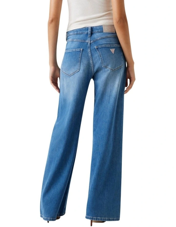Mid-Rise Bellflower Wide Leg Jeans in Blue image 4