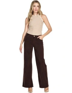 Mid-Rise Sexy Palazzo Jeans in Brown