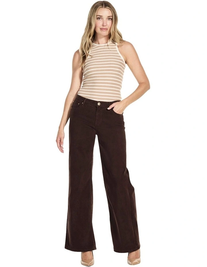 Mid-Rise Sexy Palazzo Jeans in Brown image 1