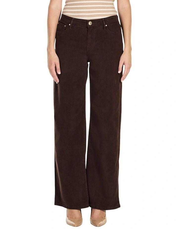 Mid-Rise Sexy Palazzo Jeans in Brown image 2