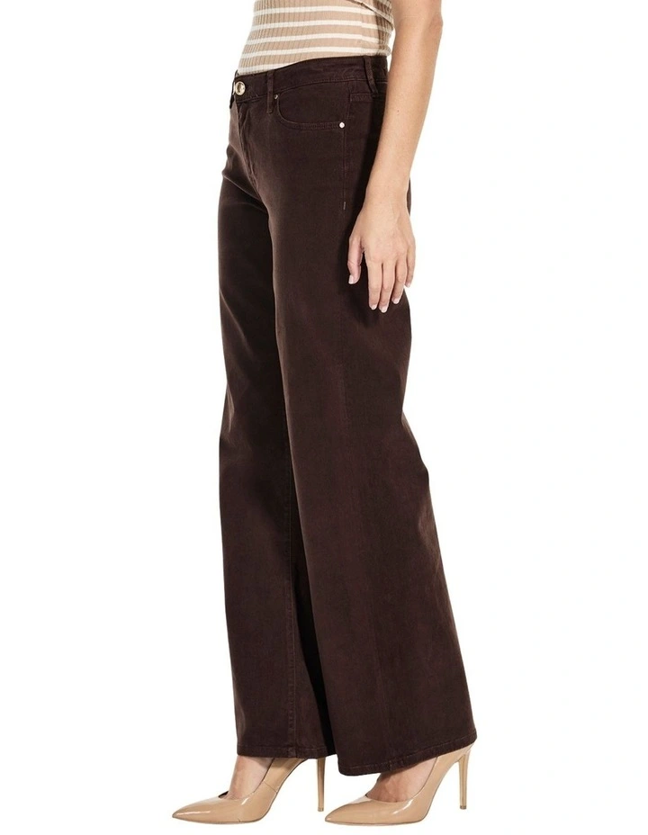 Mid-Rise Sexy Palazzo Jeans in Brown image 3