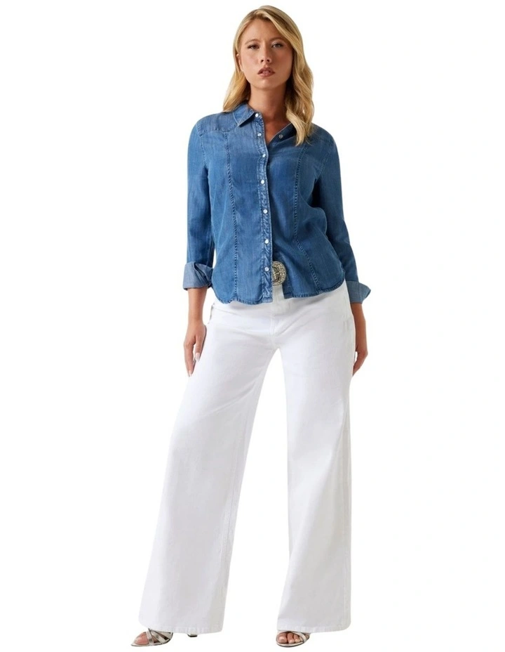 High-Rise Mardi Wide Leg Jeans in White image 1