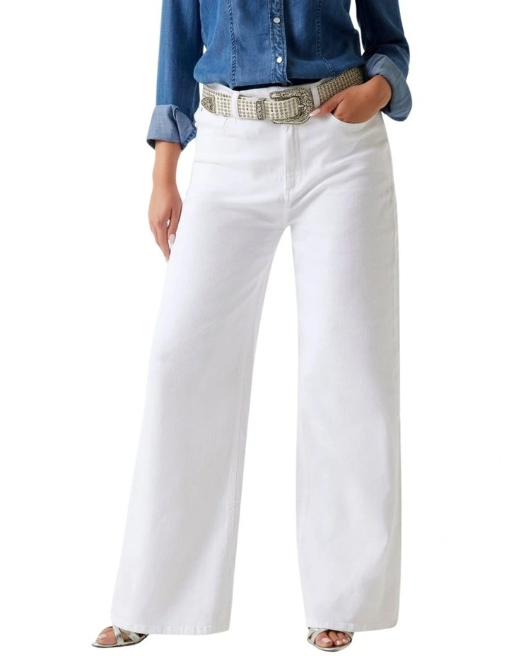 High-Rise Mardi Wide Leg Jeans in White image 2