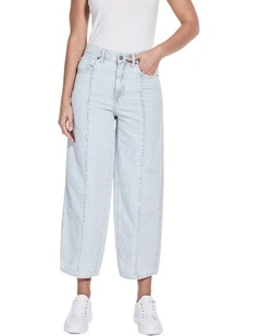Guess Originals High-Rise Tapered Baggy Jeans in Light Wash