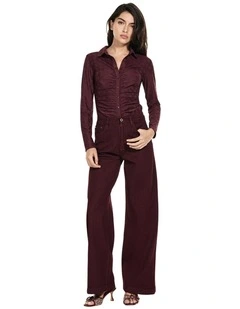 High-Rise Bellagio Wide-Leg Jeans in Red