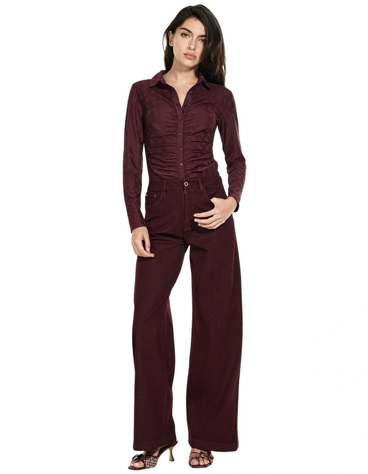 High-Rise Bellagio Wide-Leg Jeans in Red image 1