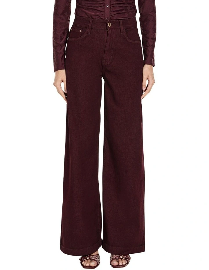High-Rise Bellagio Wide-Leg Jeans in Red image 2