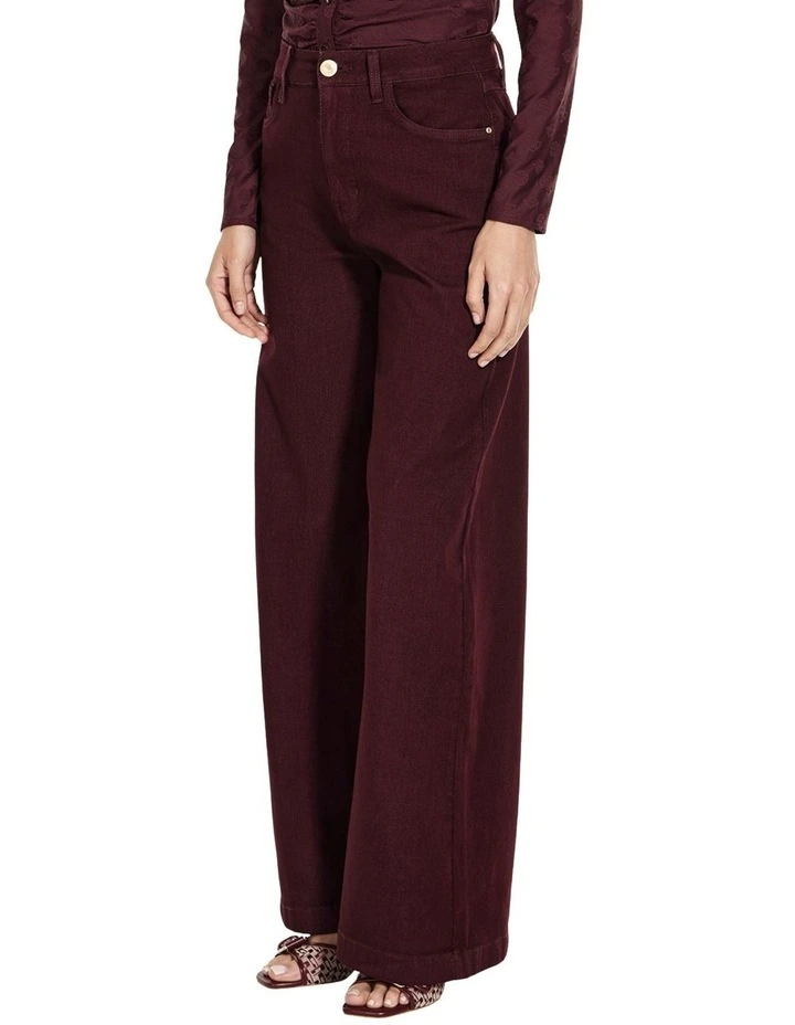 High-Rise Bellagio Wide-Leg Jeans in Red image 3