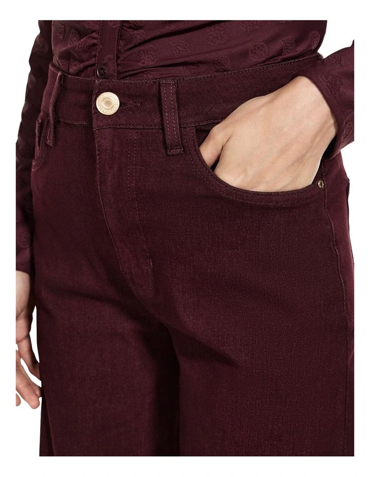 High-Rise Bellagio Wide-Leg Jeans in Red image 5