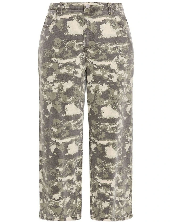 Olivia Camo Relaxed Cotton Regular Jean in khaki wash image 3