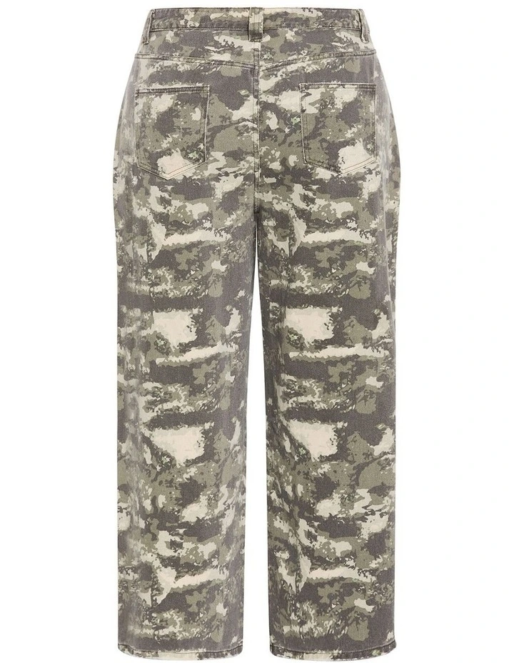 Olivia Camo Relaxed Cotton Regular Jean in khaki wash image 4