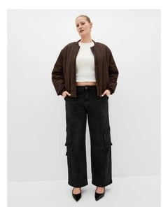 Plus Size Harley Fit Miley Cargo Regular Jean in Black Wash