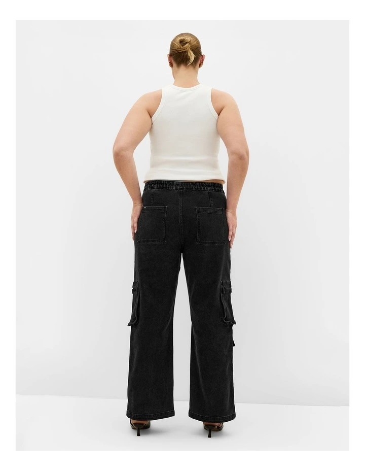 Plus Size Harley Fit Miley Cargo Regular Jean in Black Wash image 2