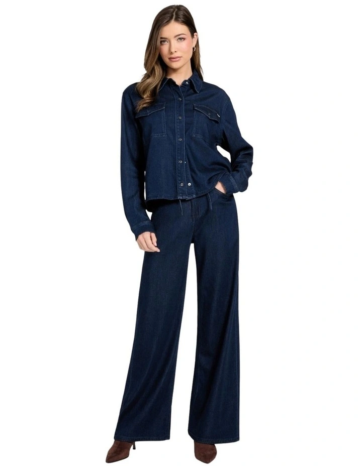High-Rise Wide Leg Lyocell Jeans in Dark Wash image 1