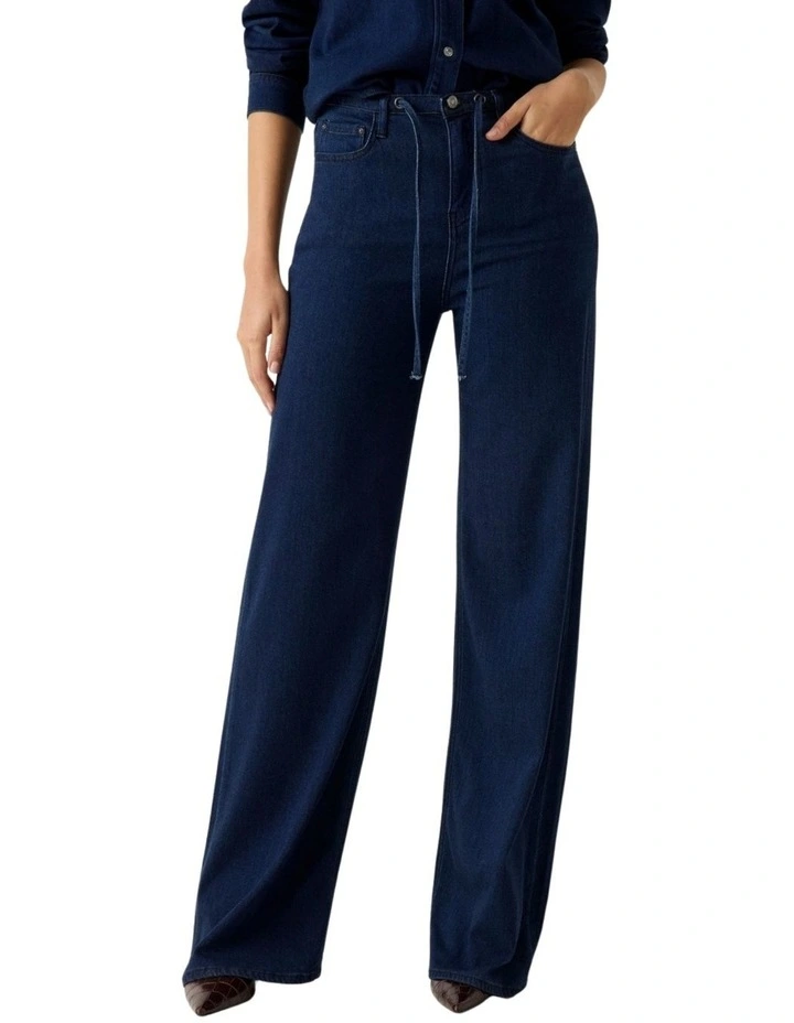 High-Rise Wide Leg Lyocell Jeans in Dark Wash image 2