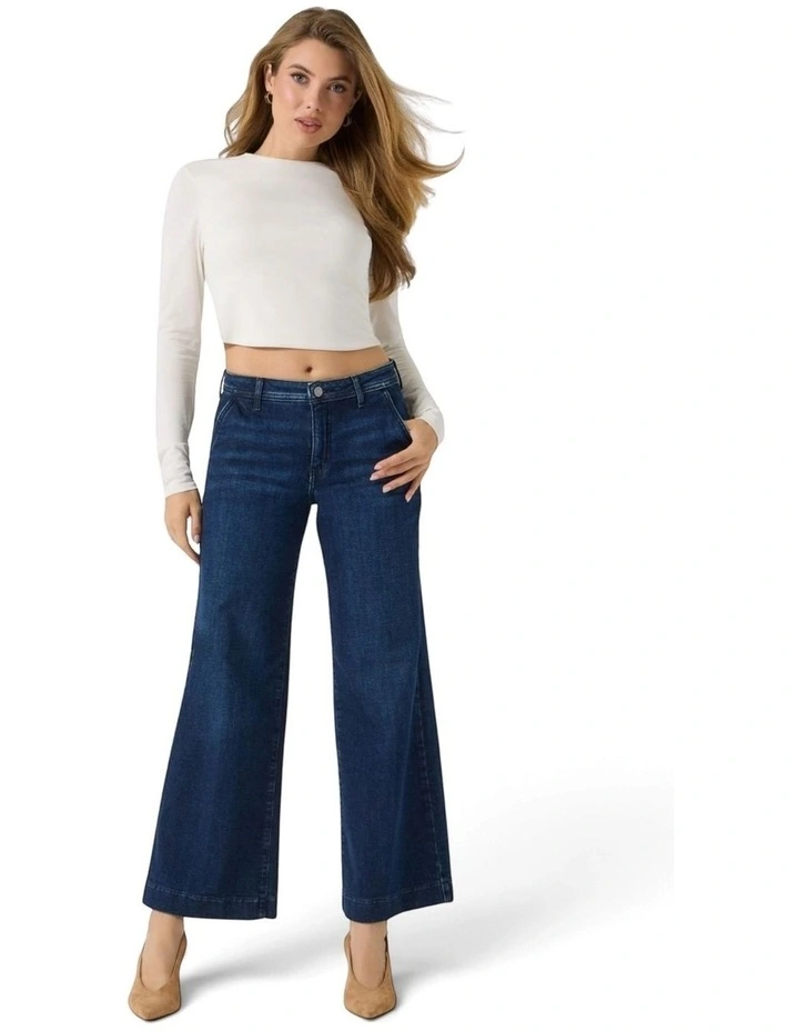 Eco Mid Rise Zoya Wide Leg Jeans in Dark Indigo Wash image 1