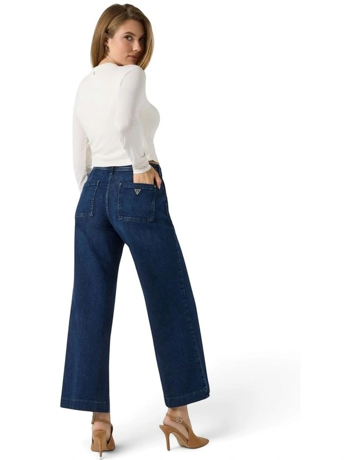 Eco Mid Rise Zoya Wide Leg Jeans in Dark Indigo Wash image 2